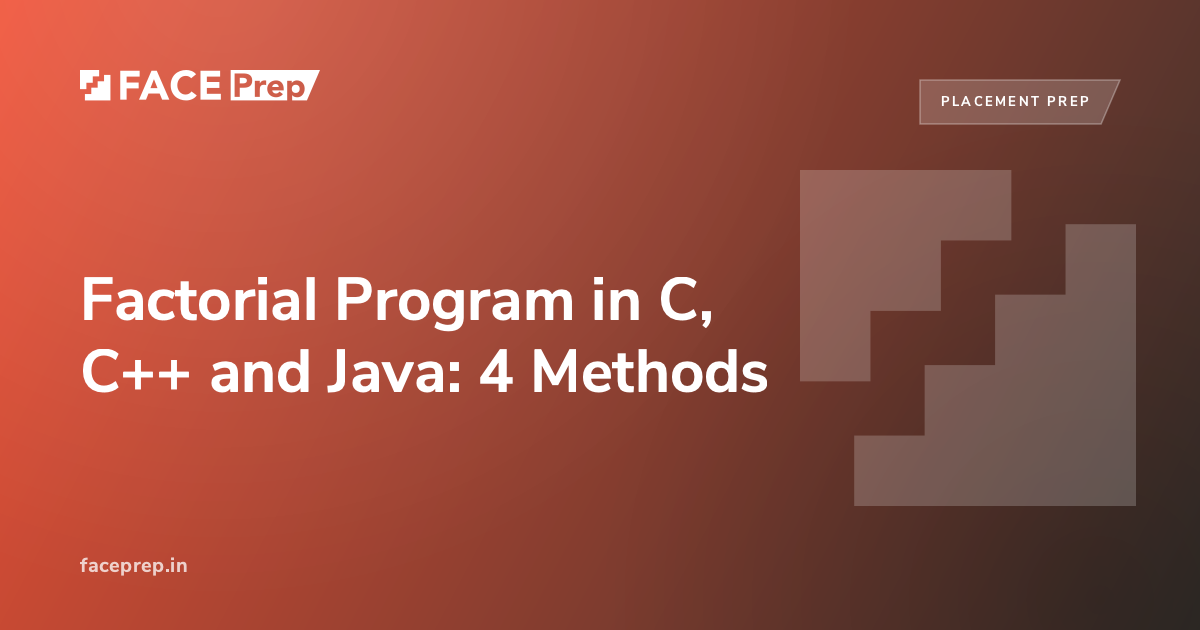 Factorial Program in C, C++ and Java: 4 Methods